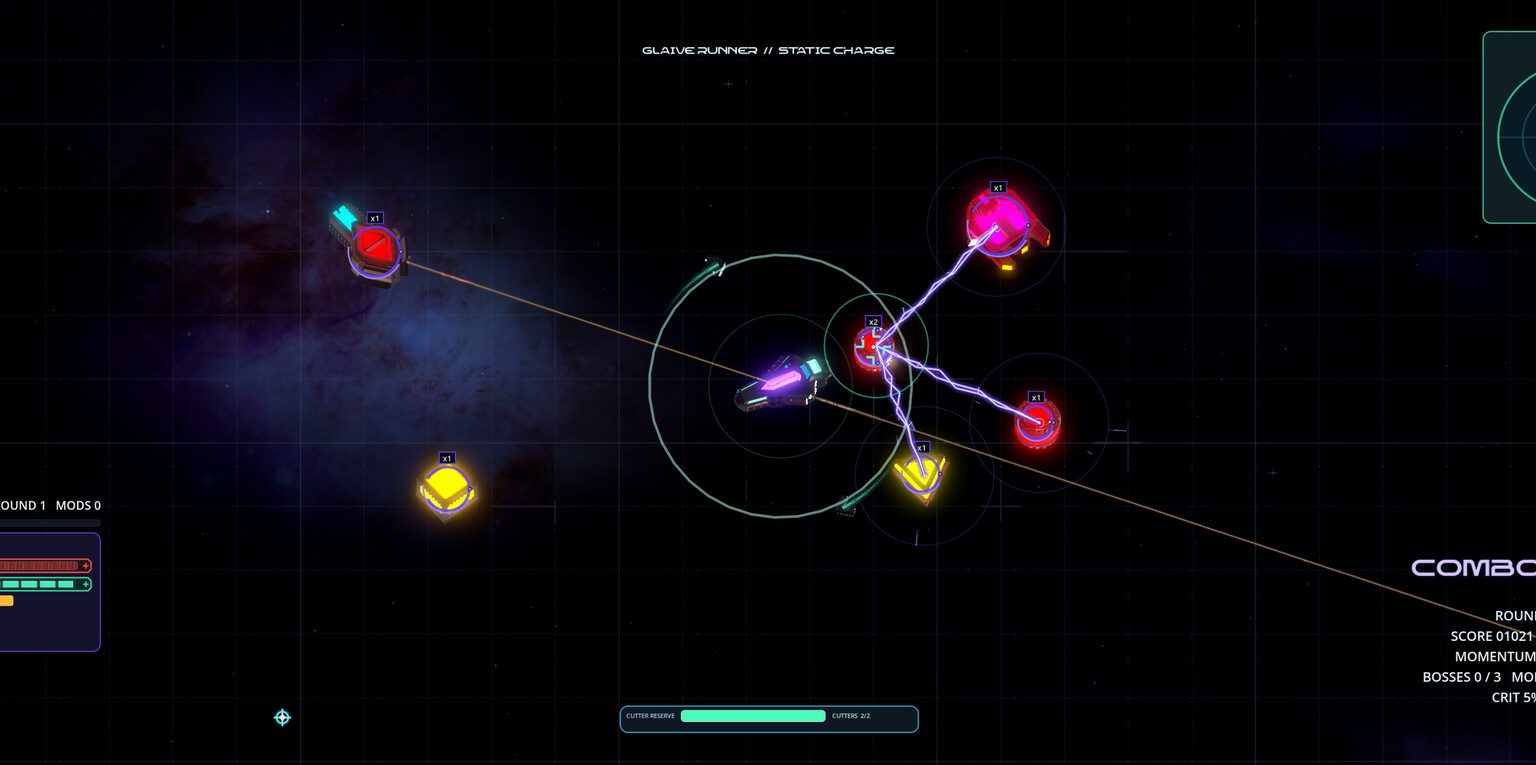 Custom spacecraft fighting in the arena mode of Stellar Odyssey