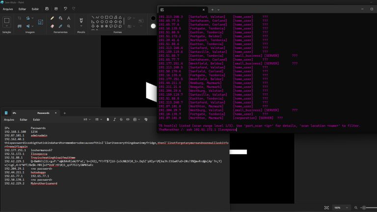 Black command-line interface used for choices in Hacker vs IT