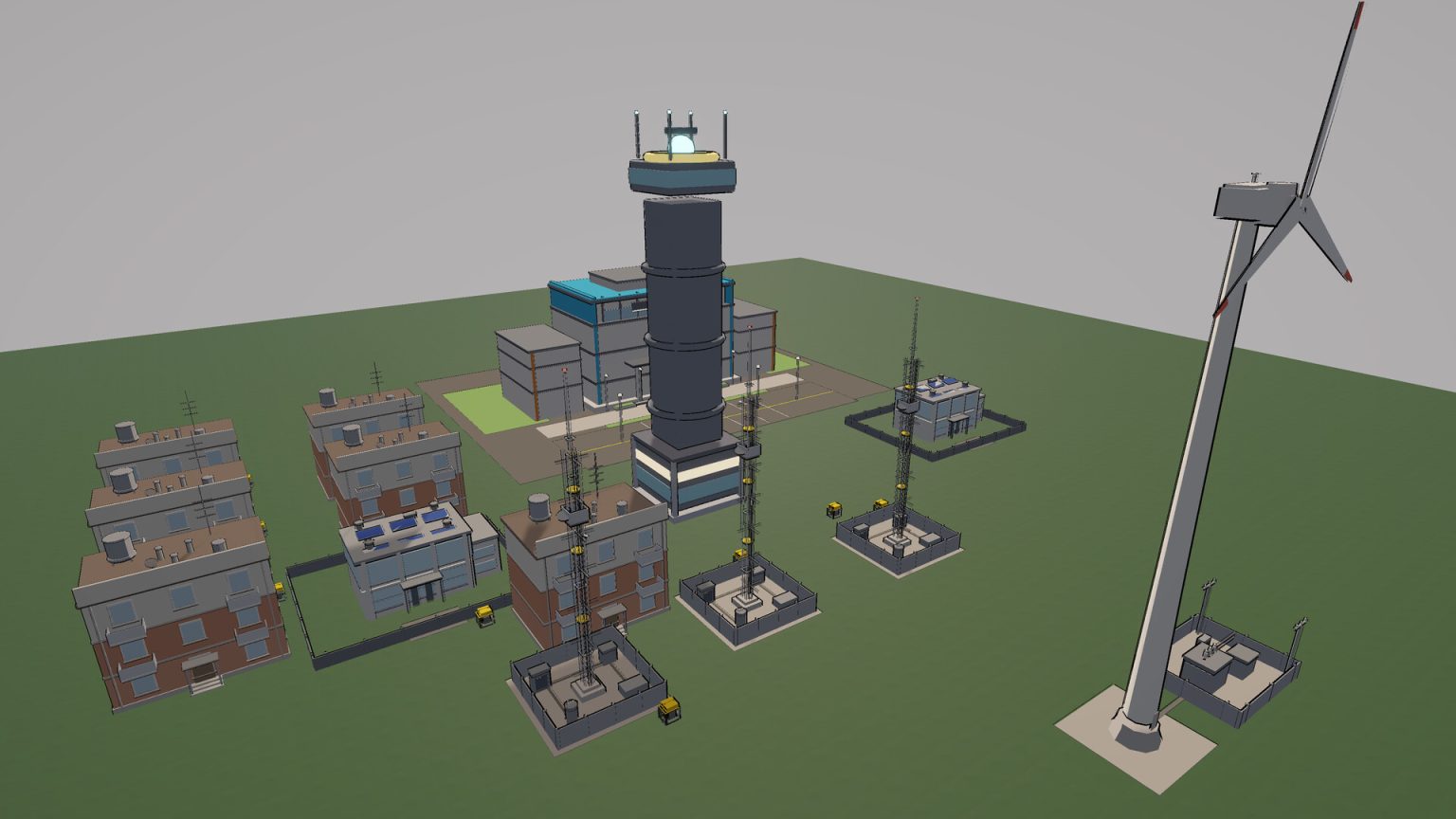 Power plants and connected city blocks in ARCWATT Power Empire