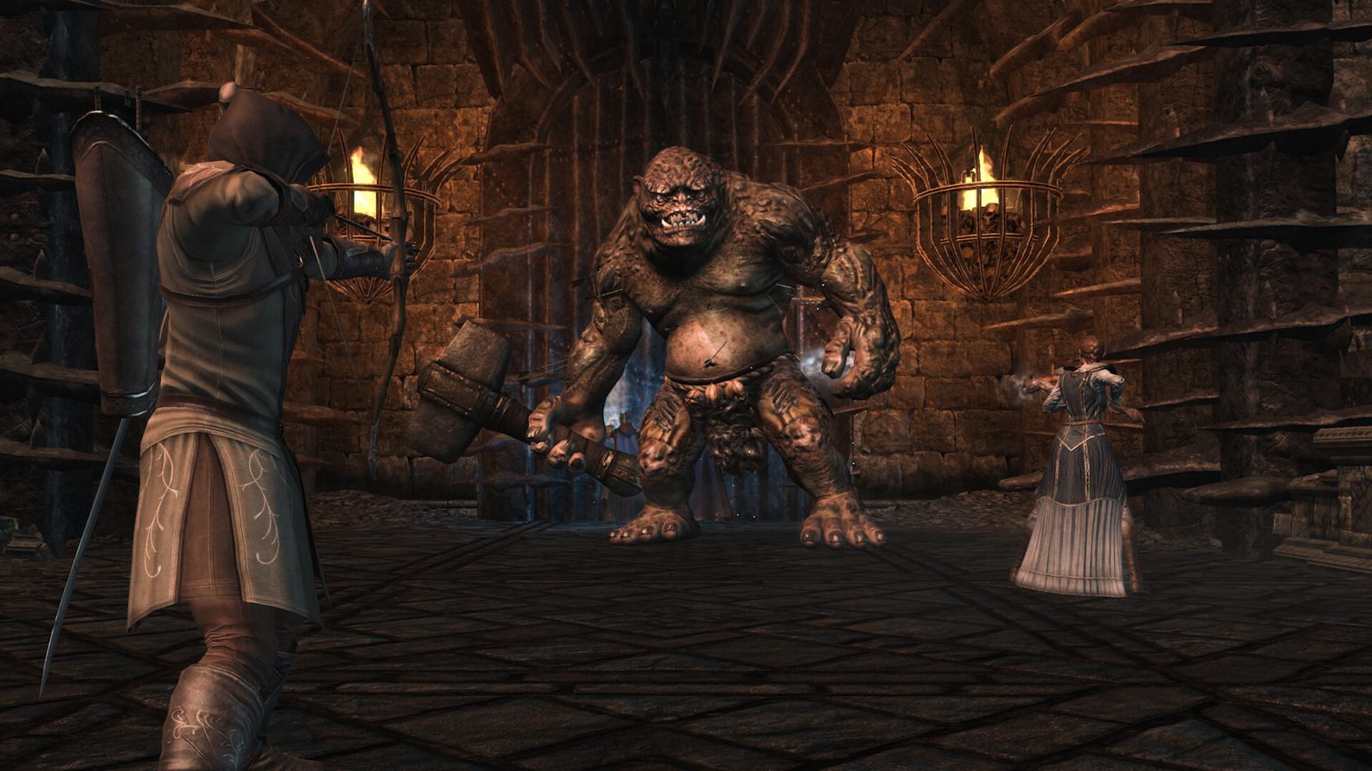 Three heroes fighting orcs in War in the North Legacy Edition