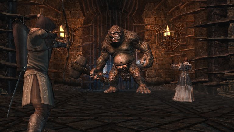 Three heroes fighting orcs in War in the North Legacy Edition