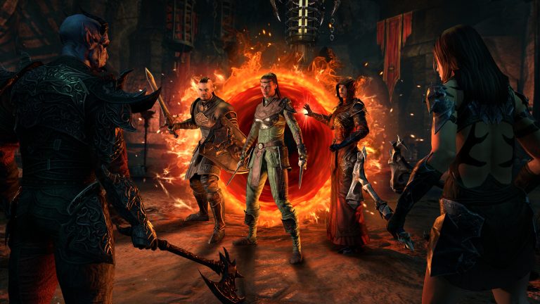 Adventurers exploring a fantasy landscape in The Elder Scrolls Online