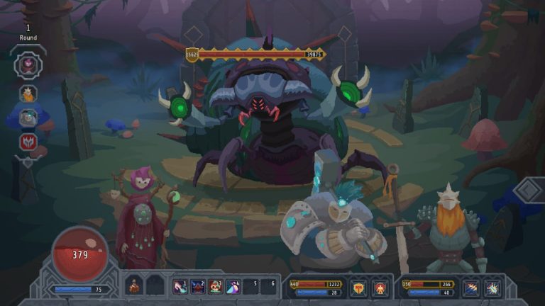 Lootbound heroes facing enemies on a dark fantasy battlefield