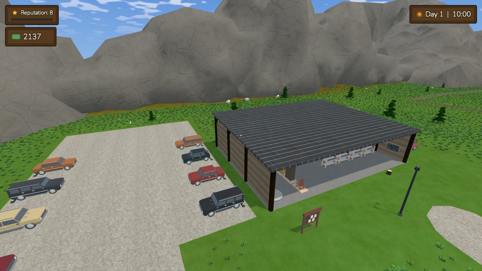 Logs and machinery inside KERF Sawmill Tycoon