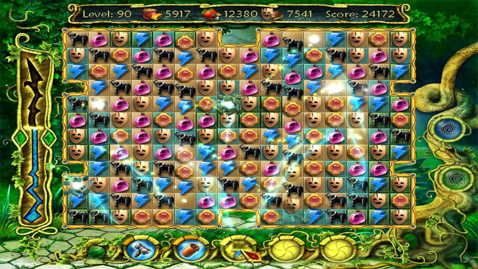 Match-three resource board beside the city in Age of Emerald