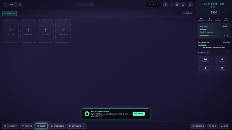 Rows of upgraded machines in 3D Printer Manager