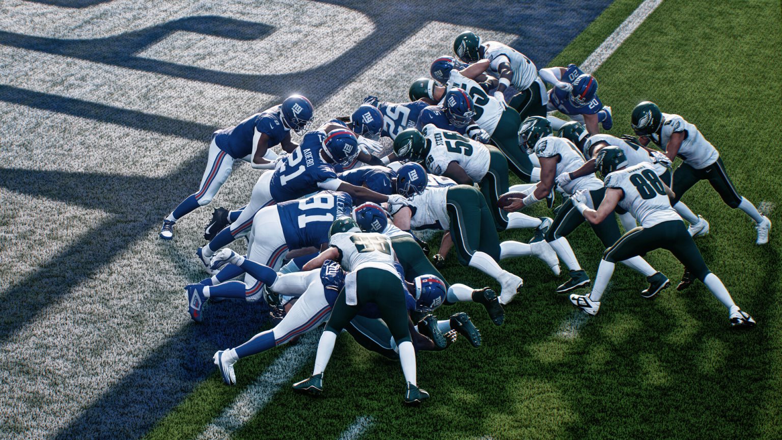 NFL players lined up on the field in Madden NFL 27