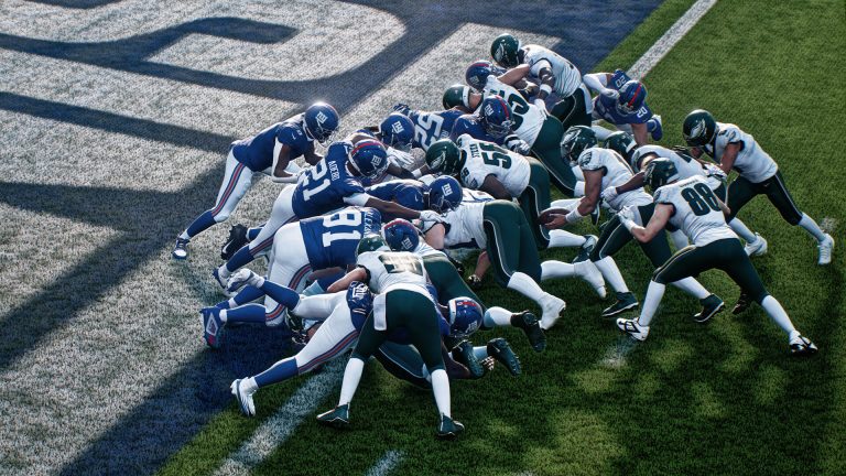 NFL players lined up on the field in Madden NFL 27