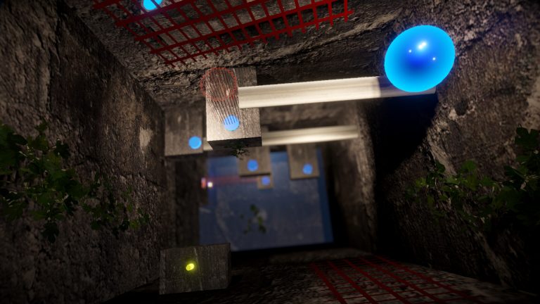 Glowing blue orb moving through the Project Glowbound ruins