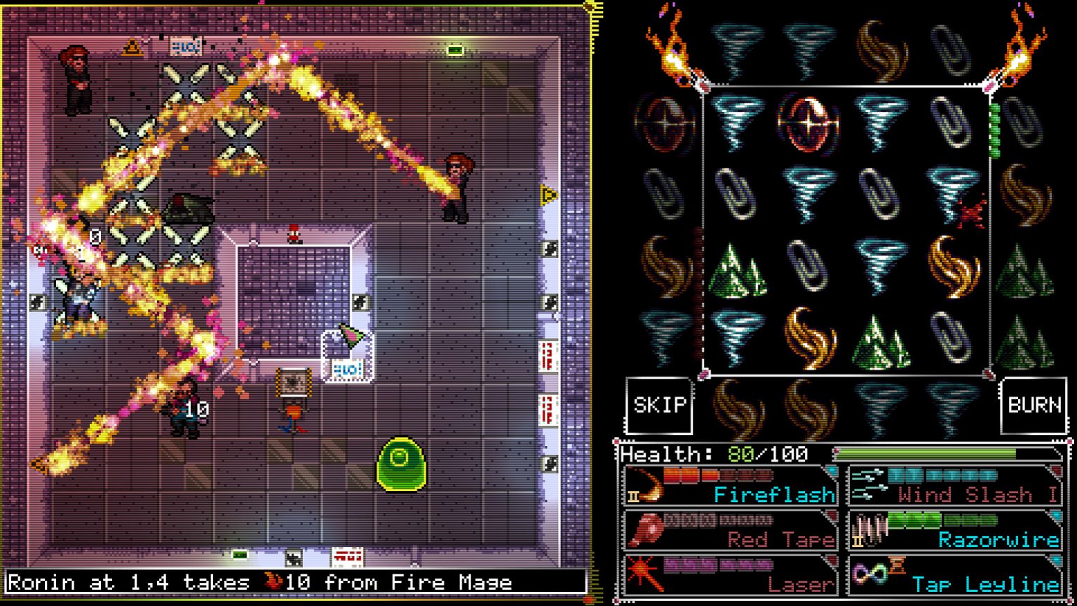 Elemental match-three grid charging spells in Torment Hexus