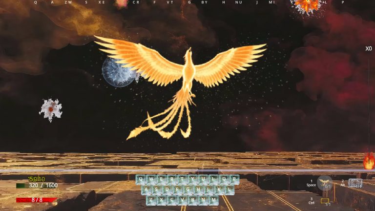 Letters and explosive effects in Keyboard Warrior Type to Destroy
