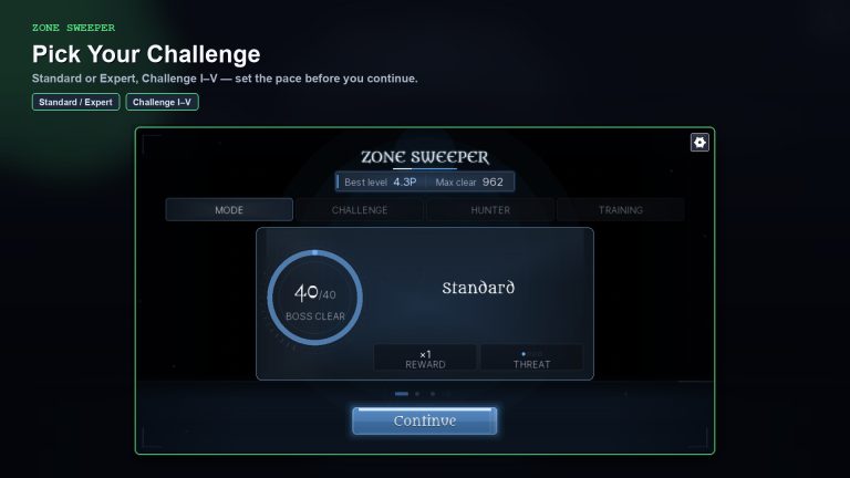 Risk-colored zone grid and auto-battle interface in Zone Sweeper