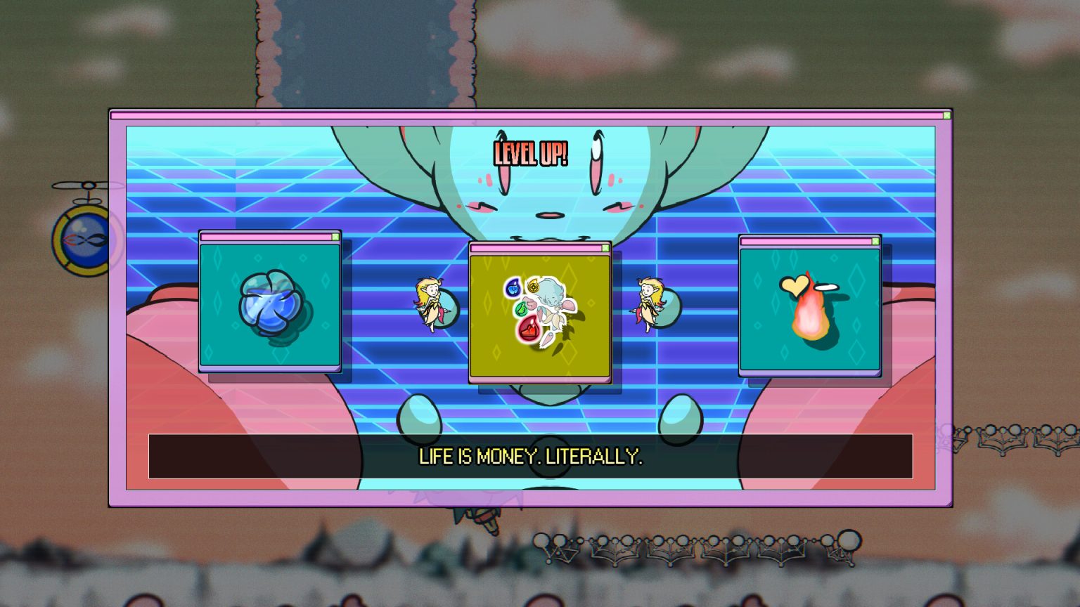 Hand-drawn fighter battling inside the Dash n Drops network