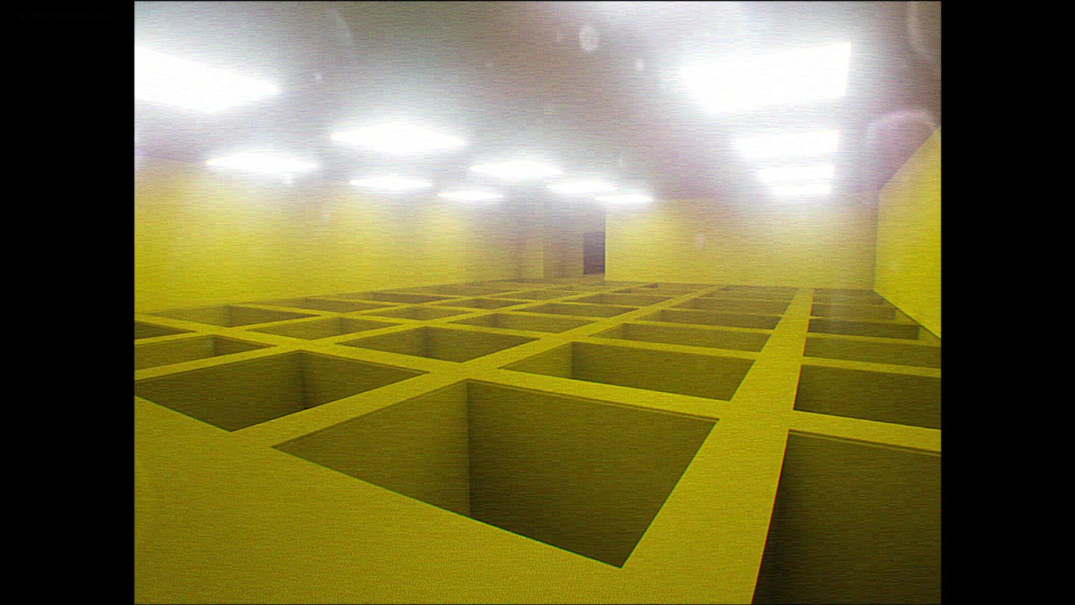 Abandoned concrete corridors inside The Expansion Backrooms setting