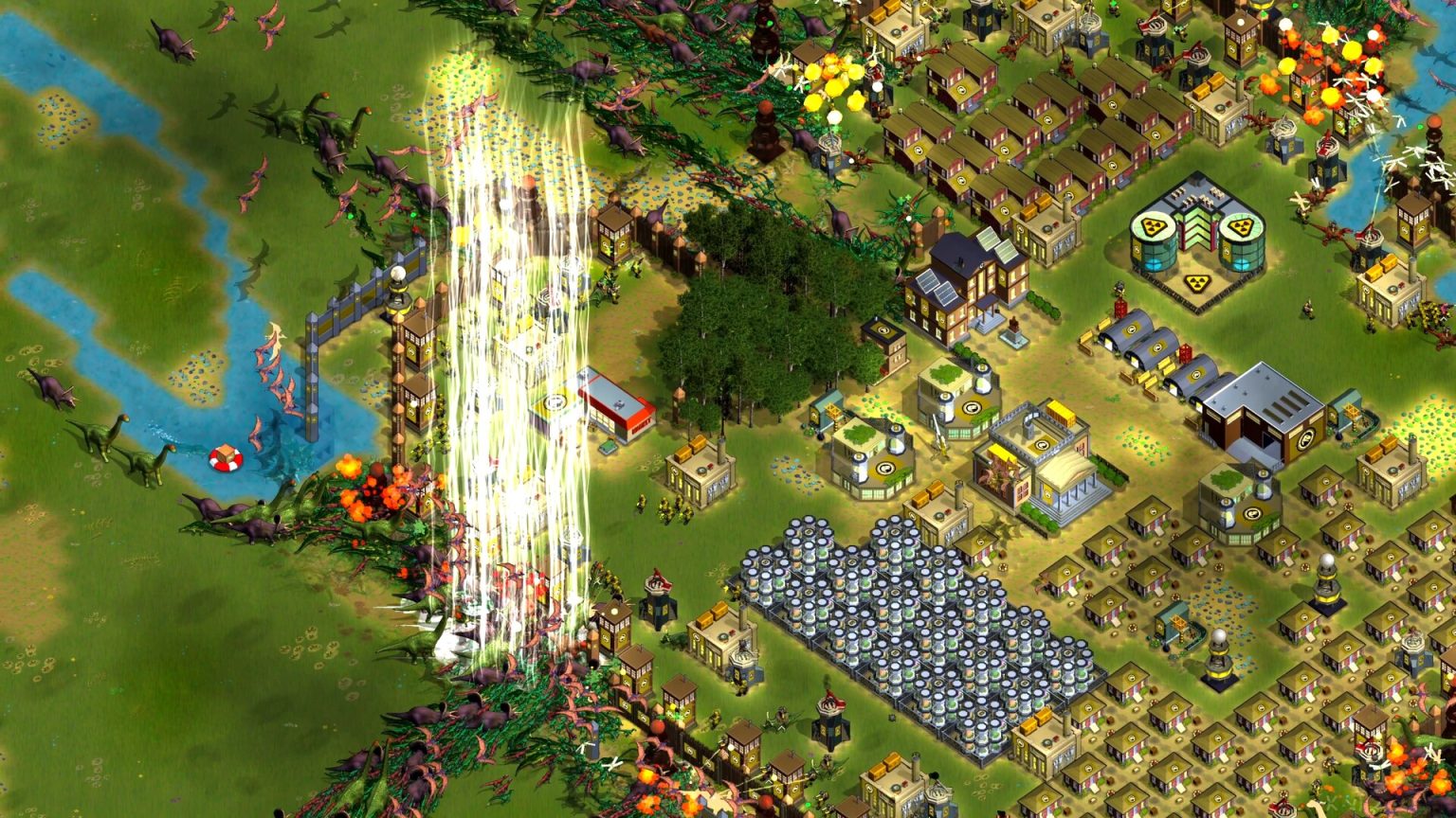 Repterra dinosaur army approaching a fortified base