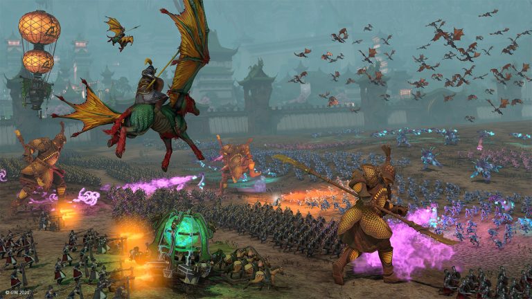 Dwarf army holding a mountain fortress in Total War Warhammer 3