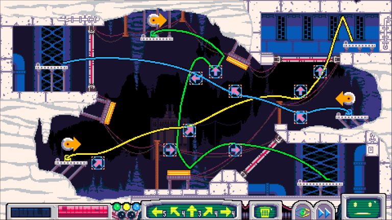 Moon lander navigating a cave in Mothership Down