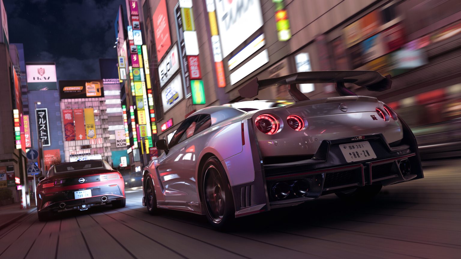 Sports car racing through a Forza Horizon landscape