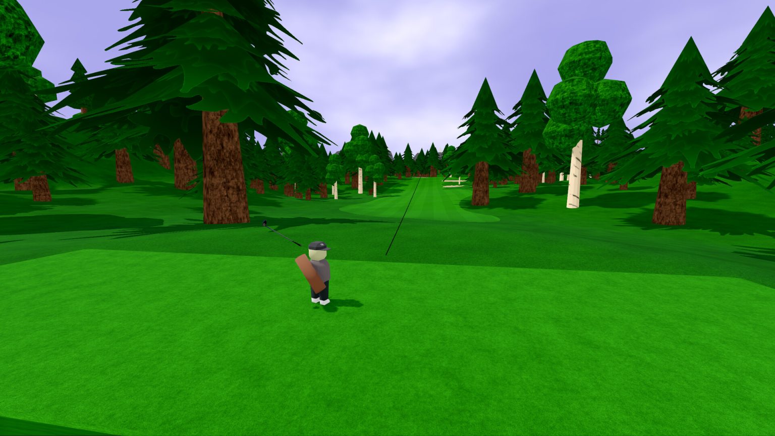 Golfer lining up a shot on a procedural hole in This Is Golf