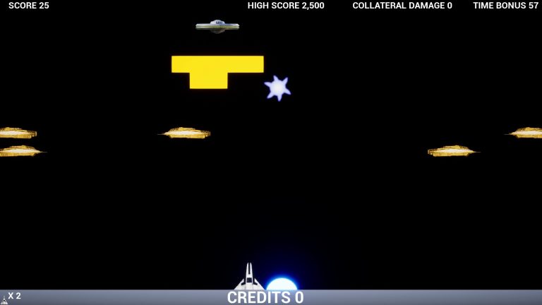 Artesian craft guiding an energy blast through traffic in Star Quest