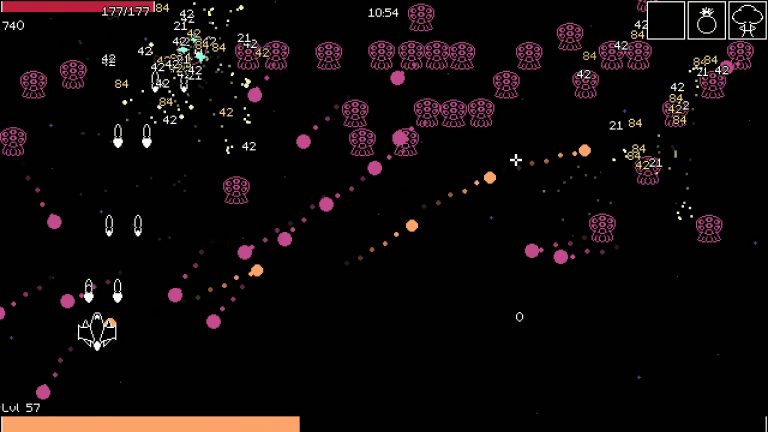 Spaceship fighting a wave of Octos in Octo Armada