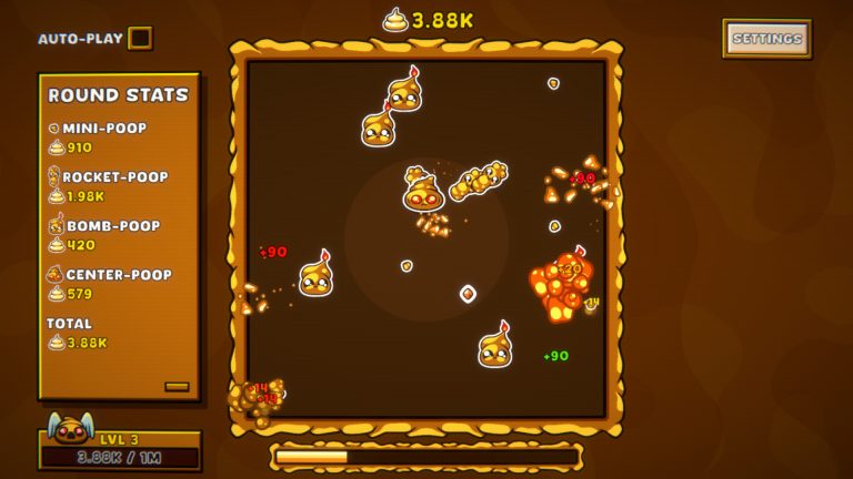 Multiple bouncing projectiles scoring points in Excremental Game