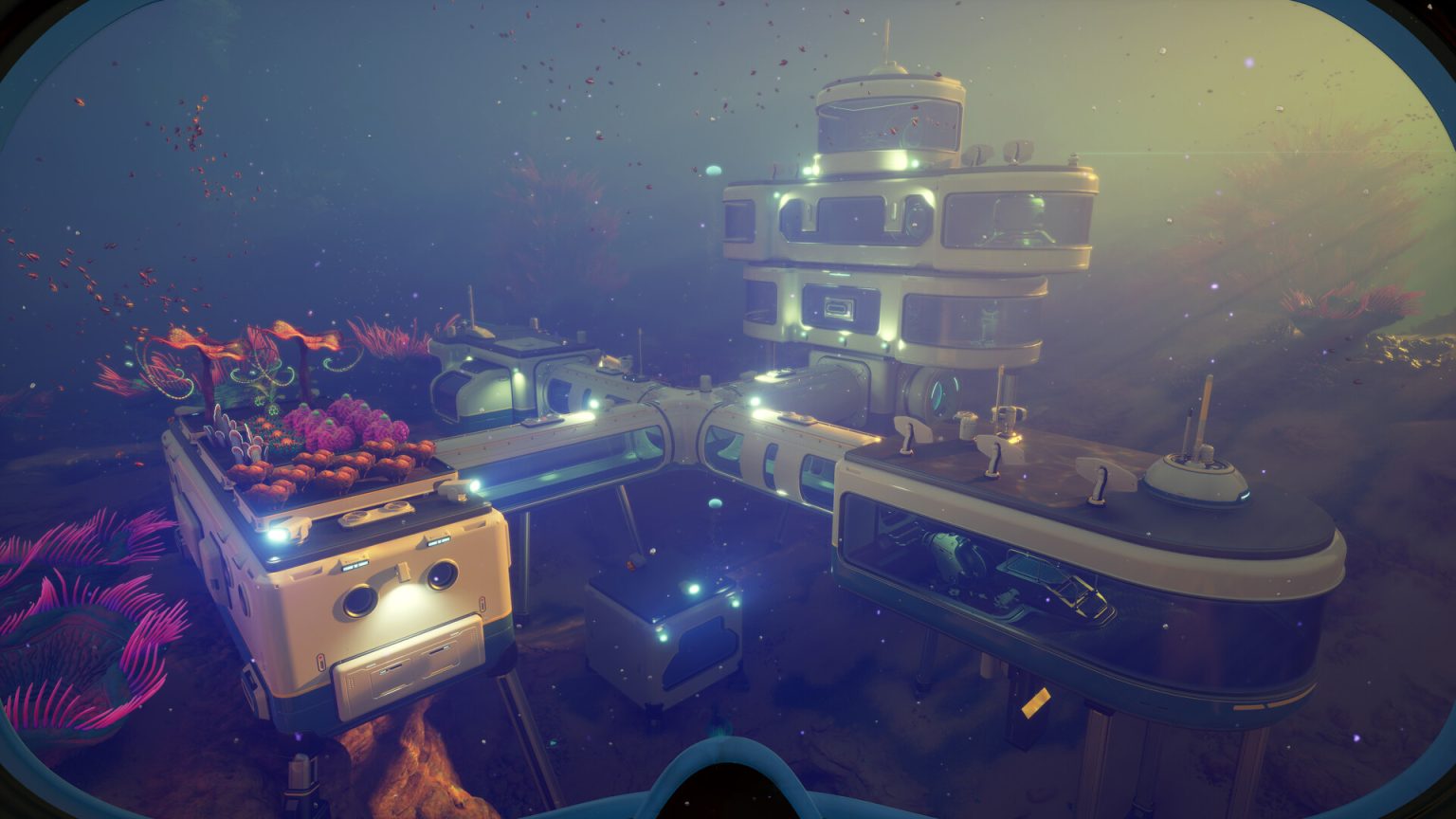 Diver exploring a colourful underwater biome in Subnautica 2