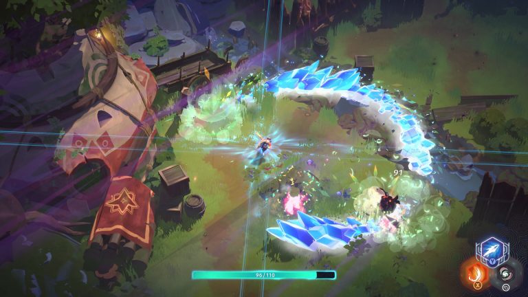 A custom spell striking enemies in Echoes of Mystralia