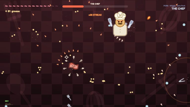 Food hero throwing darts at hostile utensils in DartPotato