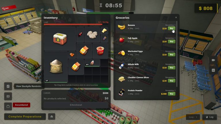 Supplies and reinforced shelter in the zombie sim Survival Log