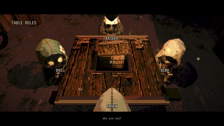Wasteland survivors bluffing around the Bangquet table