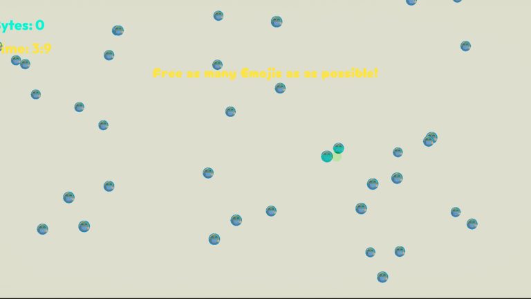 Circular cursor breaking ice around trapped emojis