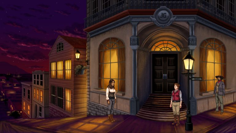 Harley Leger and companions travelling through the Rosewater frontier