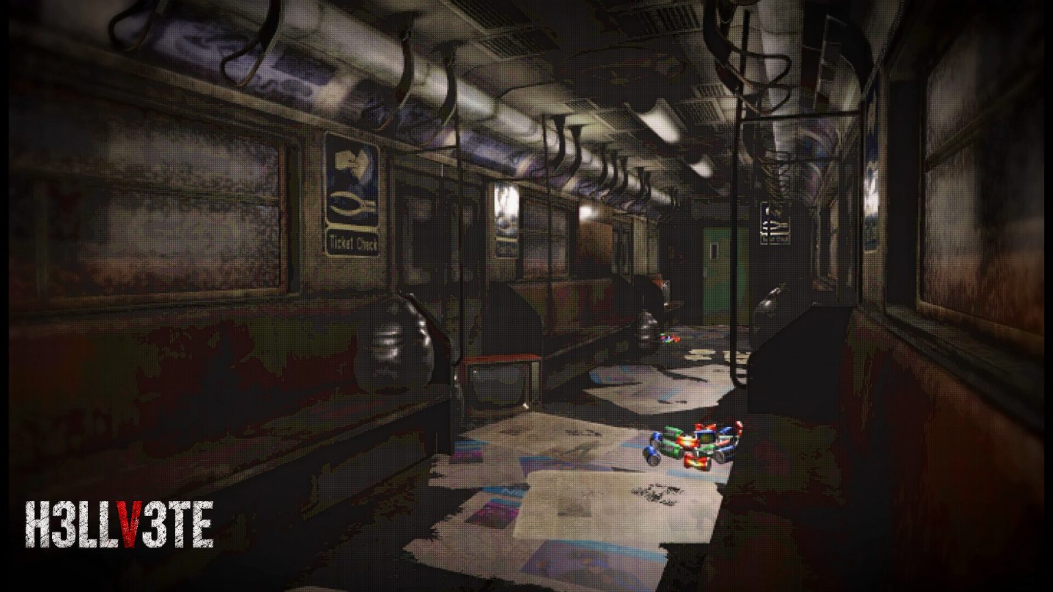 Dark distorted corridor in the H3LLV3TE horror game