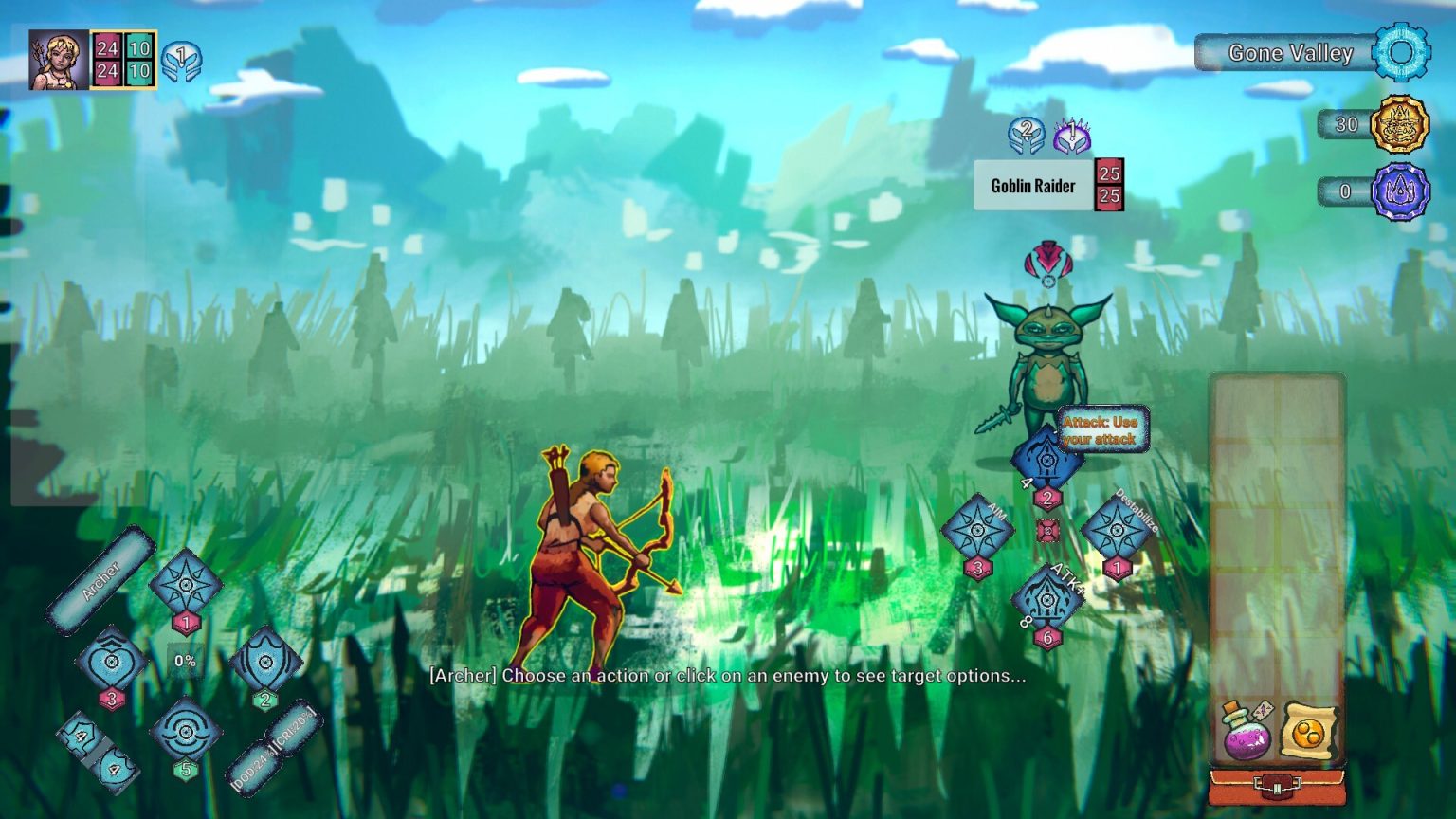 Turn-based party battle in DEFEAT THE GOBLIN KING