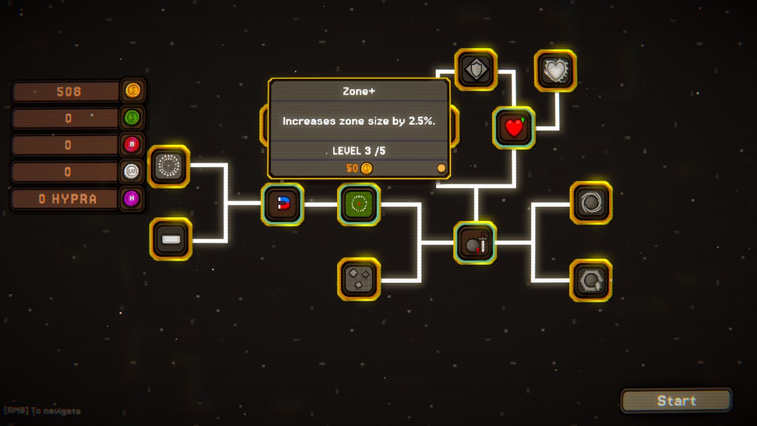Upgrade tree connecting ball modifiers in Balls and Gamble