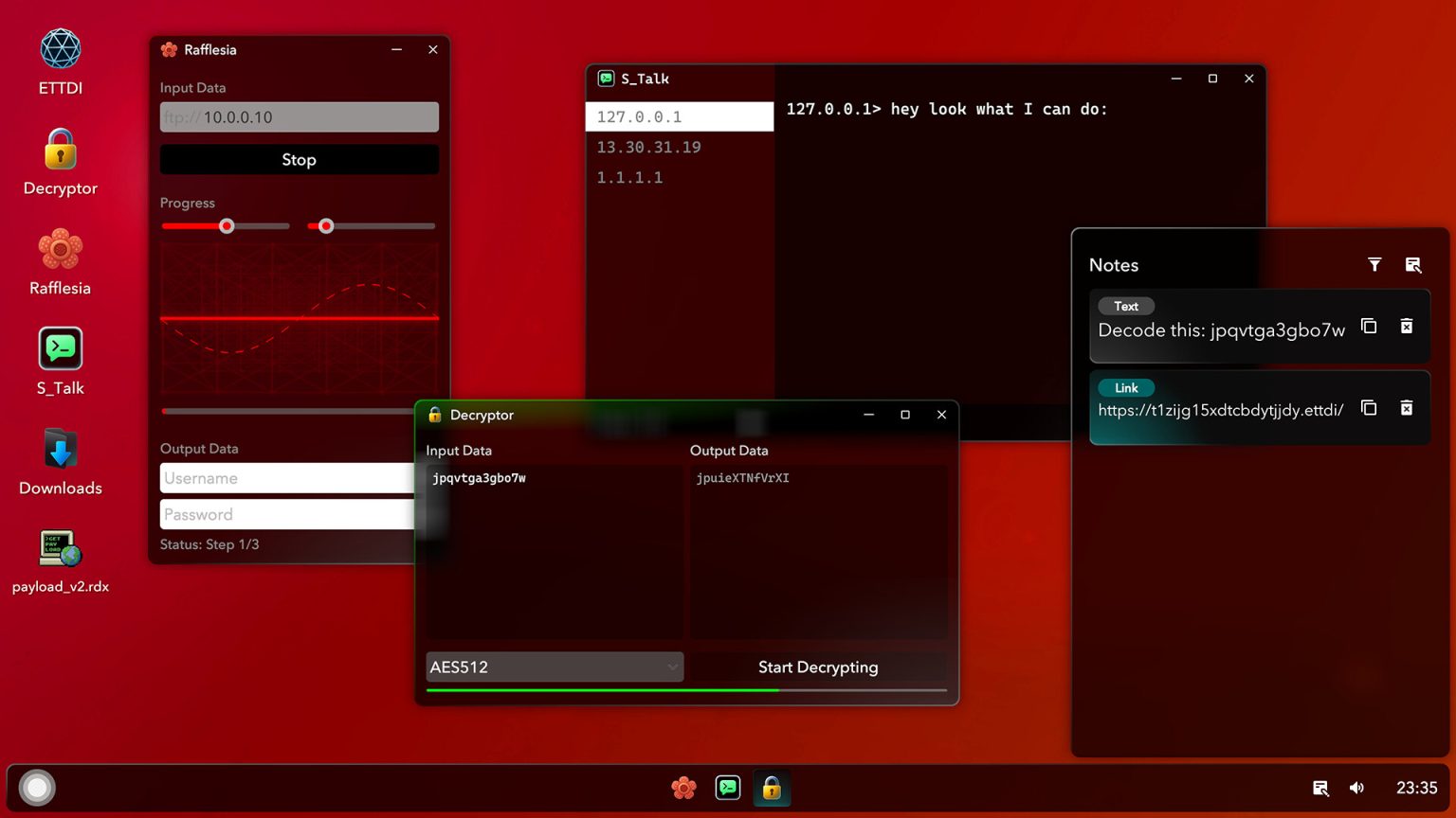 Desktop interface used to explore Project DeepWeb Eternal Nightmare