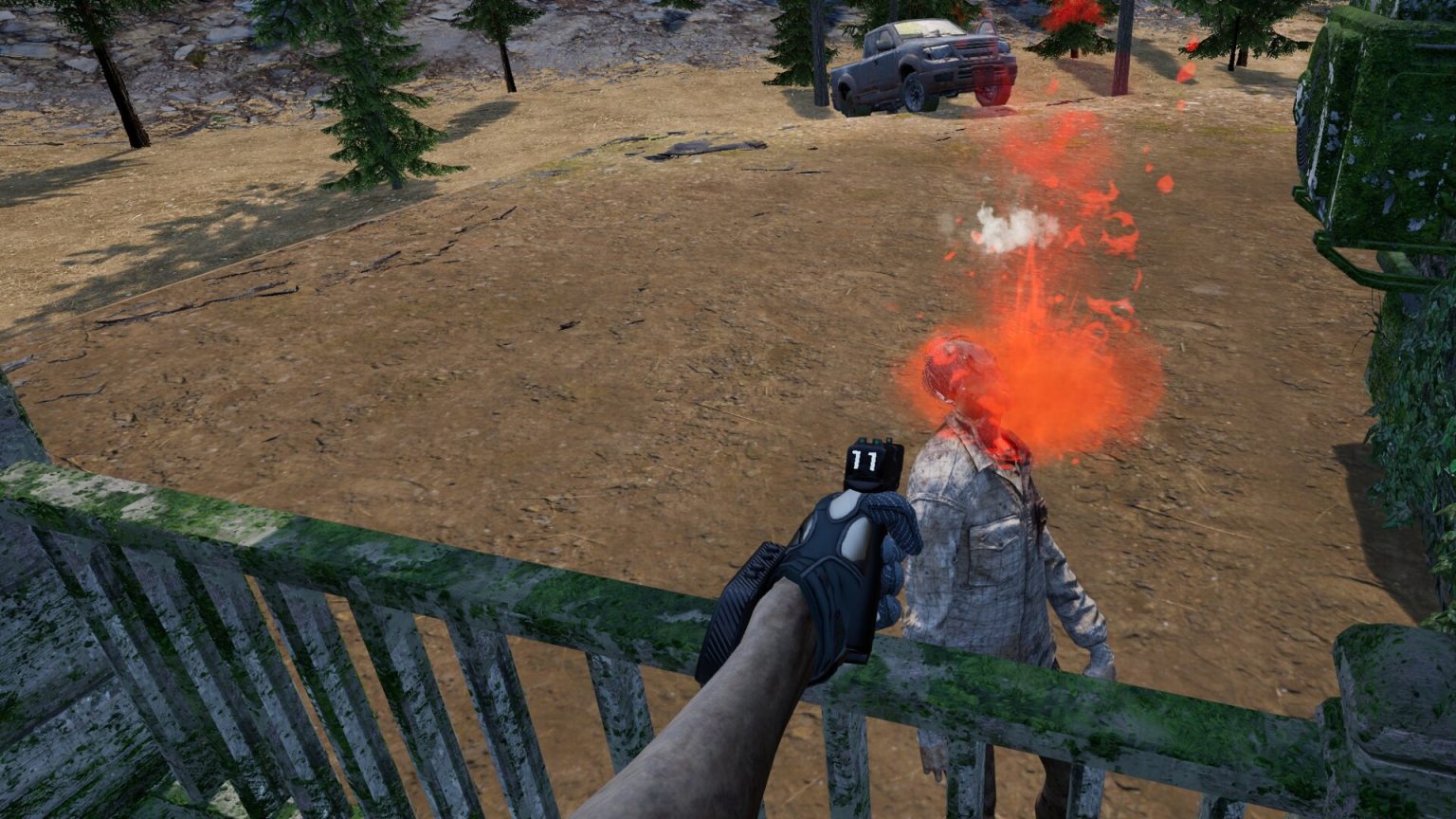 VR survivor confronting infected enemies in One Day To Live