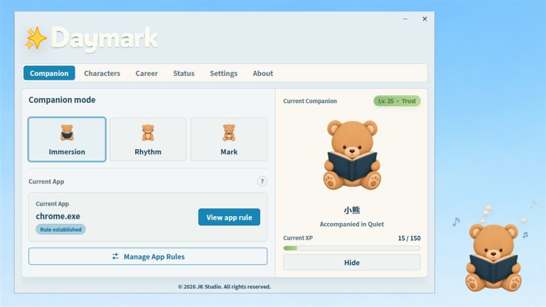 Daymark desktop interface showing social activity information