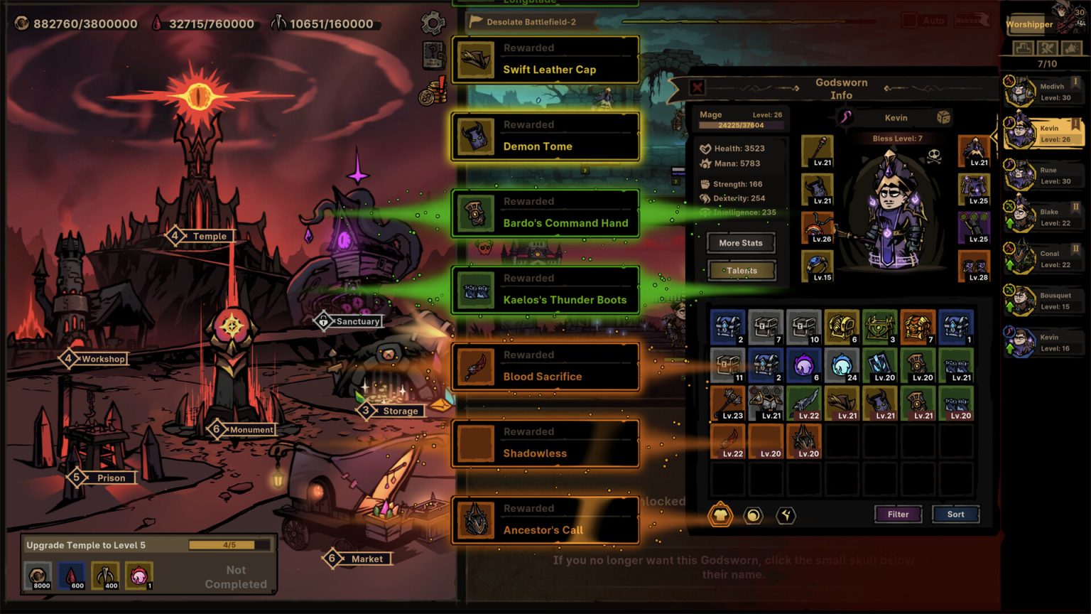 Heroes and Lovecraftian creatures in Path of Idle Old Gods Rising