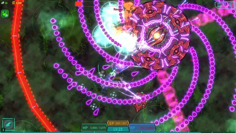 Combat robot dodging projectiles during a boss encounter