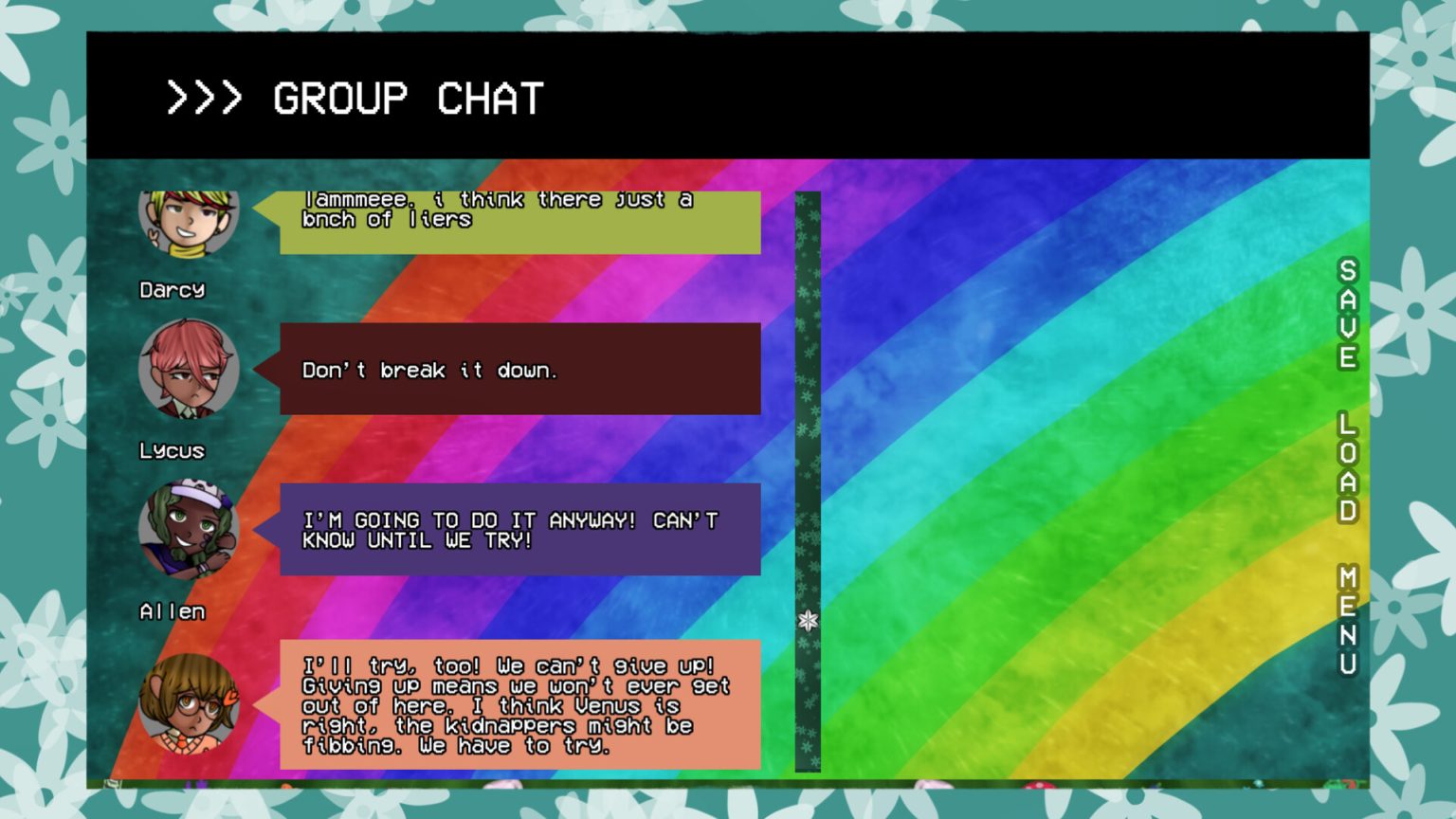 Chat interface connecting participants in Flora Parasocial