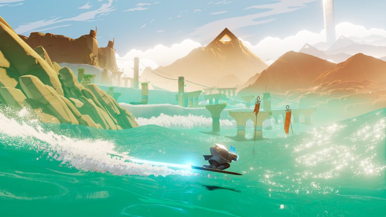 The Wraith surfing across a restored ocean in Sword of the Sea