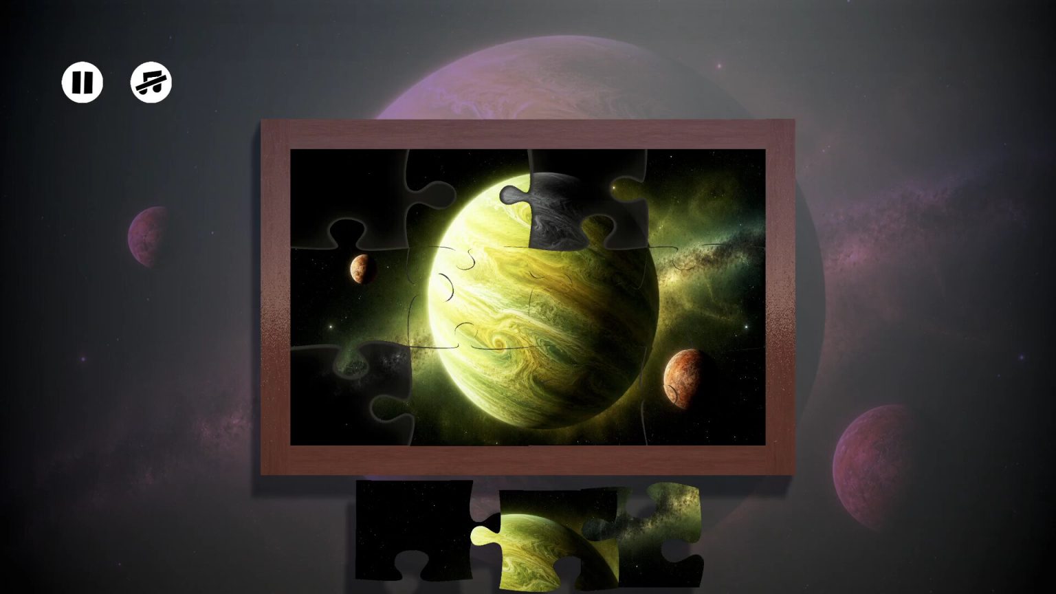 Cosmic image divided into jigsaw pieces in Puzzles Planets
