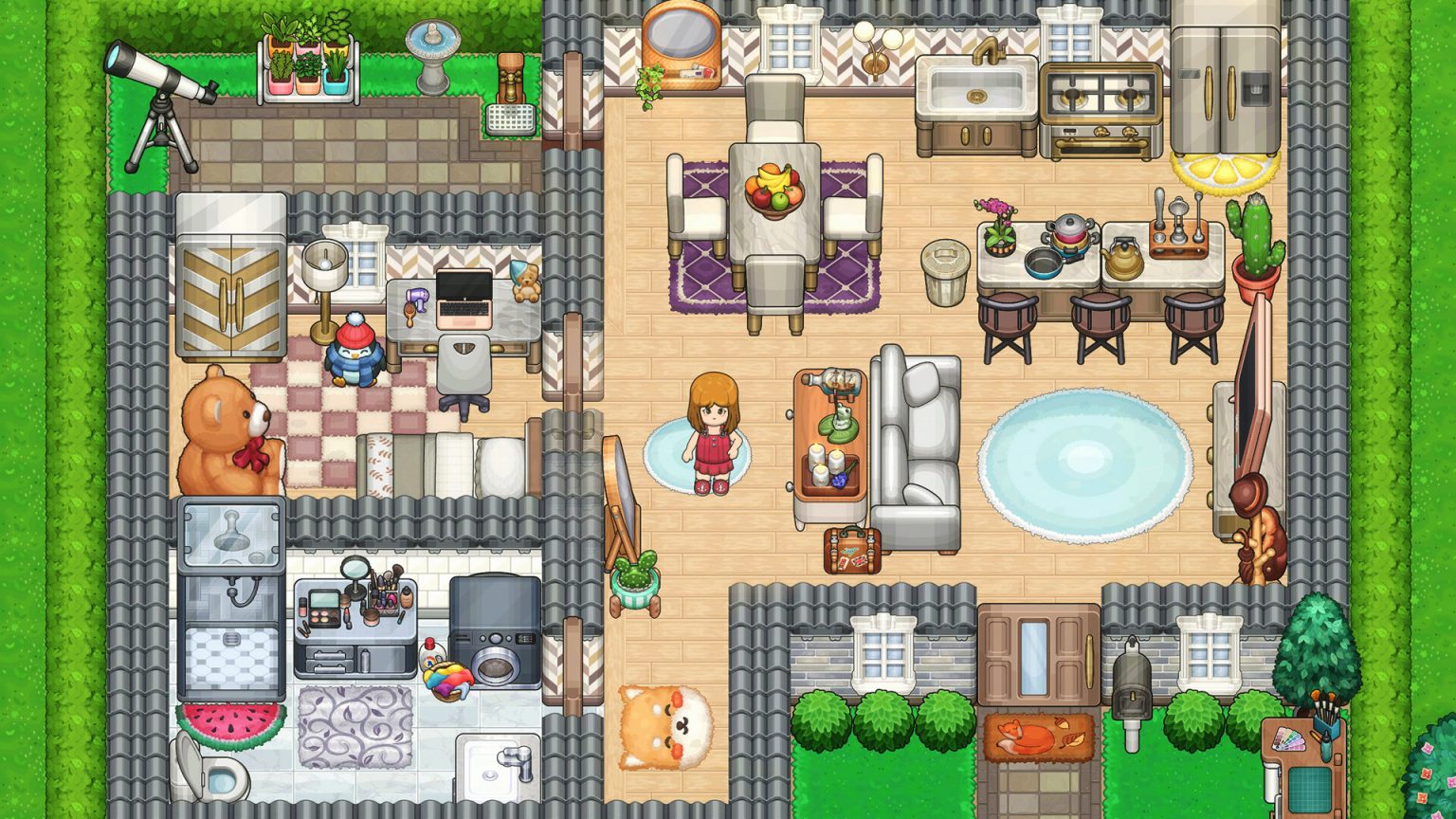 Character exploring a colorful street in Little Sim World