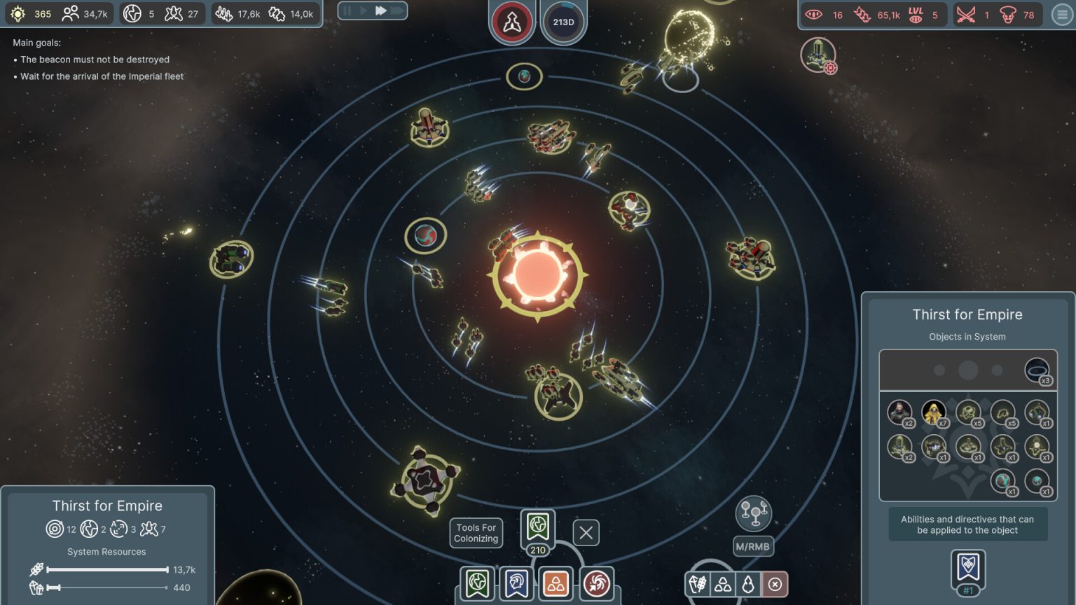 Large autonomous fleets crossing a star system in Solar Wave