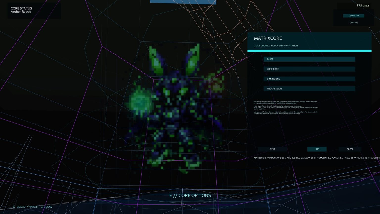 Digital prototype interface inside Glitched Matrix Prototype Lab