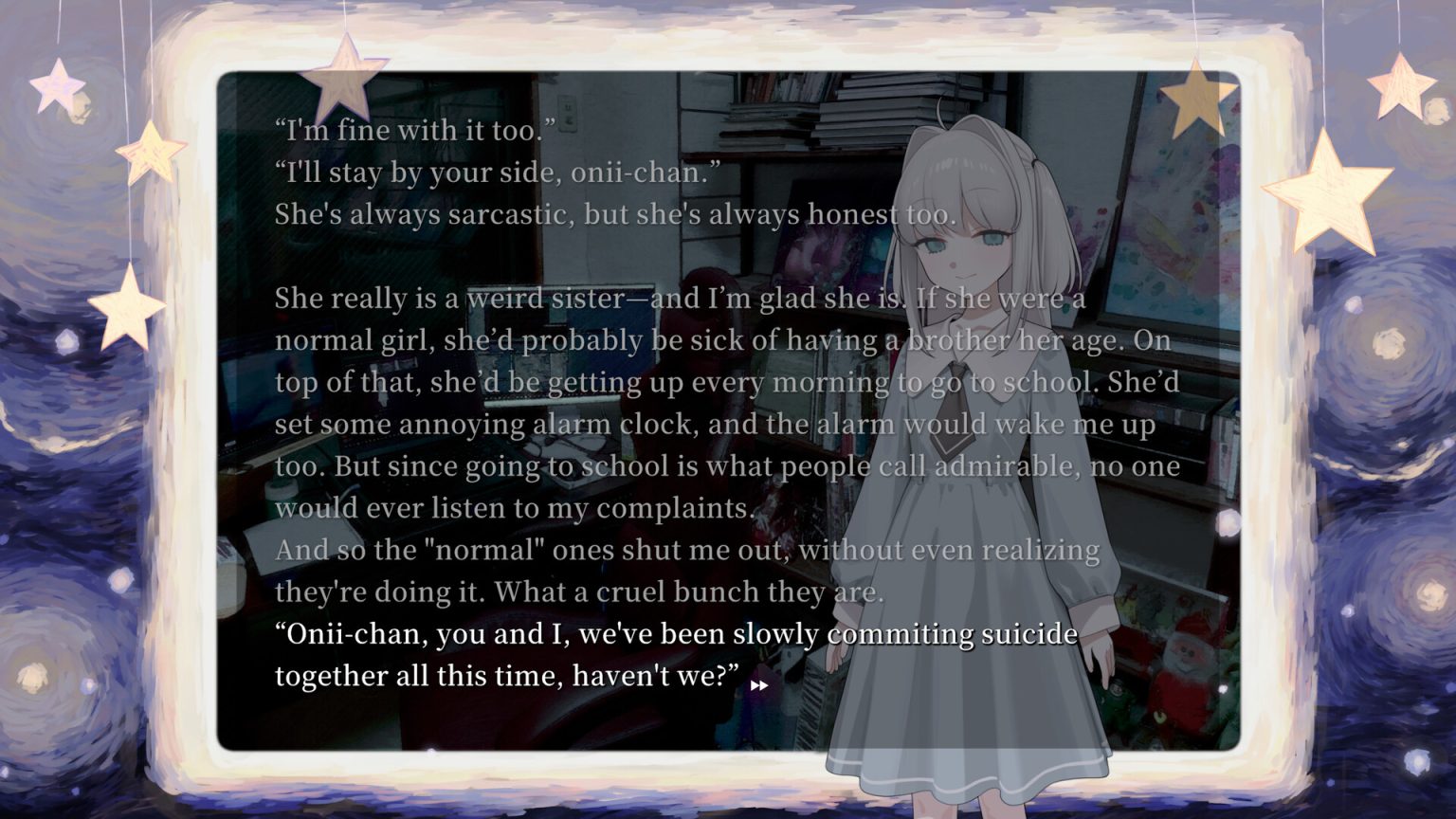 Brother and sister framed in the dark visual novel Sister Other Paranoia