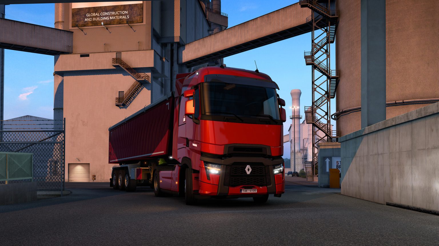 Volvo truck driving along a European highway in ETS2