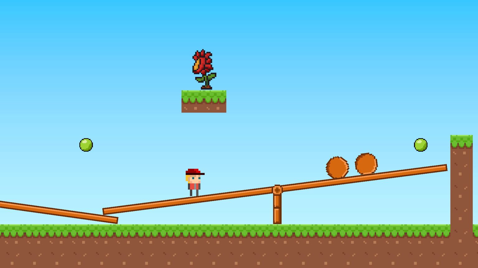 Red-capped hero crossing a platforming level